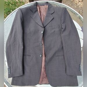 Italian Suit Coat Pinstripe LNC Blazer Tessuti Di Biella 41L (See Measurements)